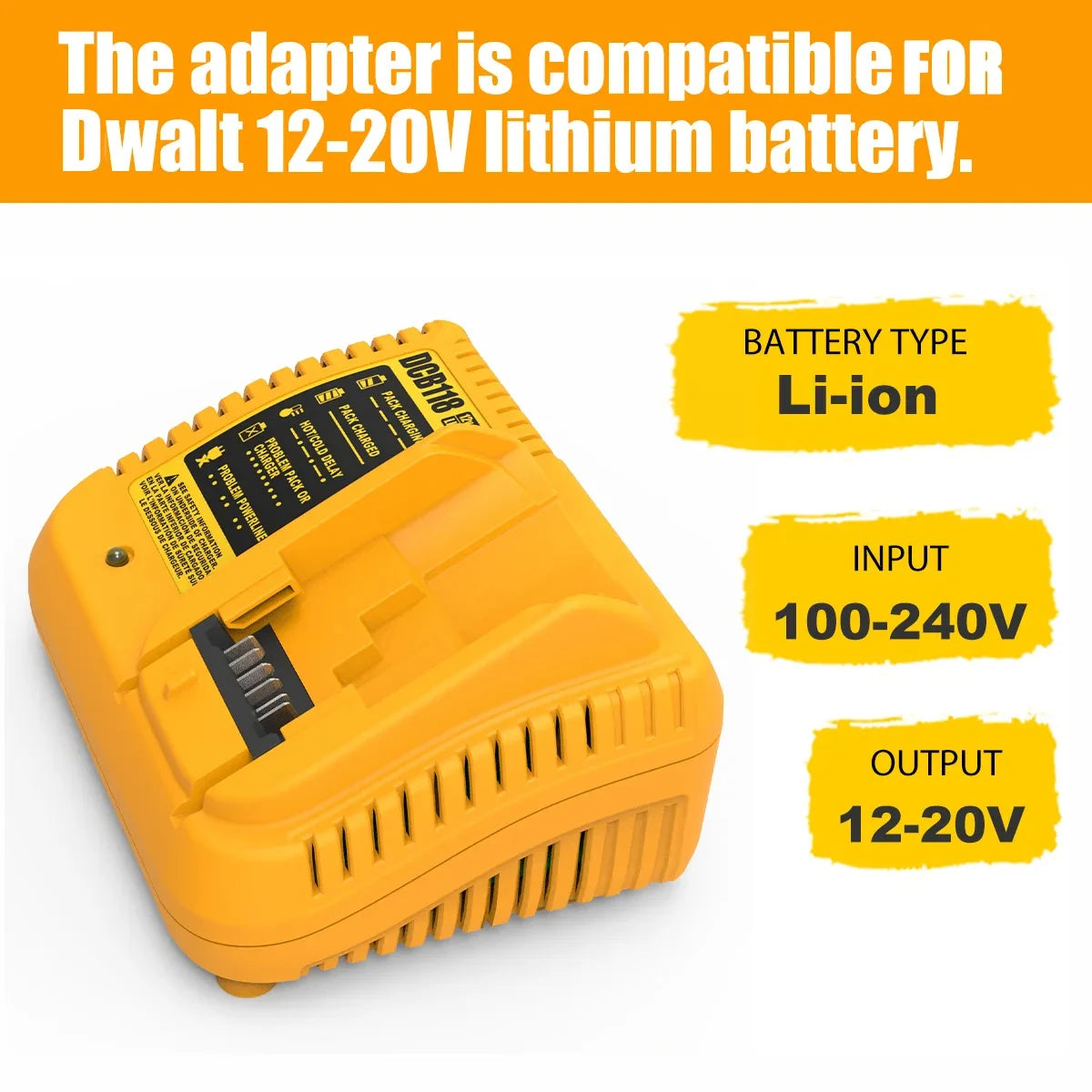 DCB118 Battery Charger for Dewalt Battery 10.8V 12V 14.4V 18V 20V