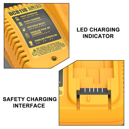 DCB118 Battery Charger for Dewalt Battery 10.8V 12V 14.4V 18V 20V