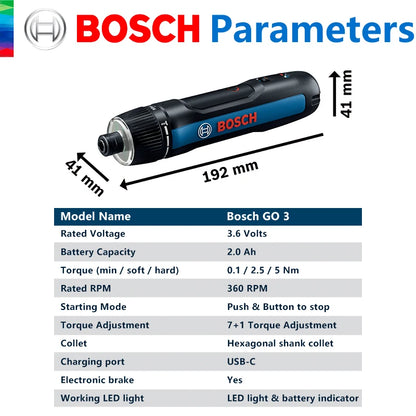 BOSCH Cordless Screwdriver 3.6V Lithium-Ion Battery Rechargeable Cordless Drill